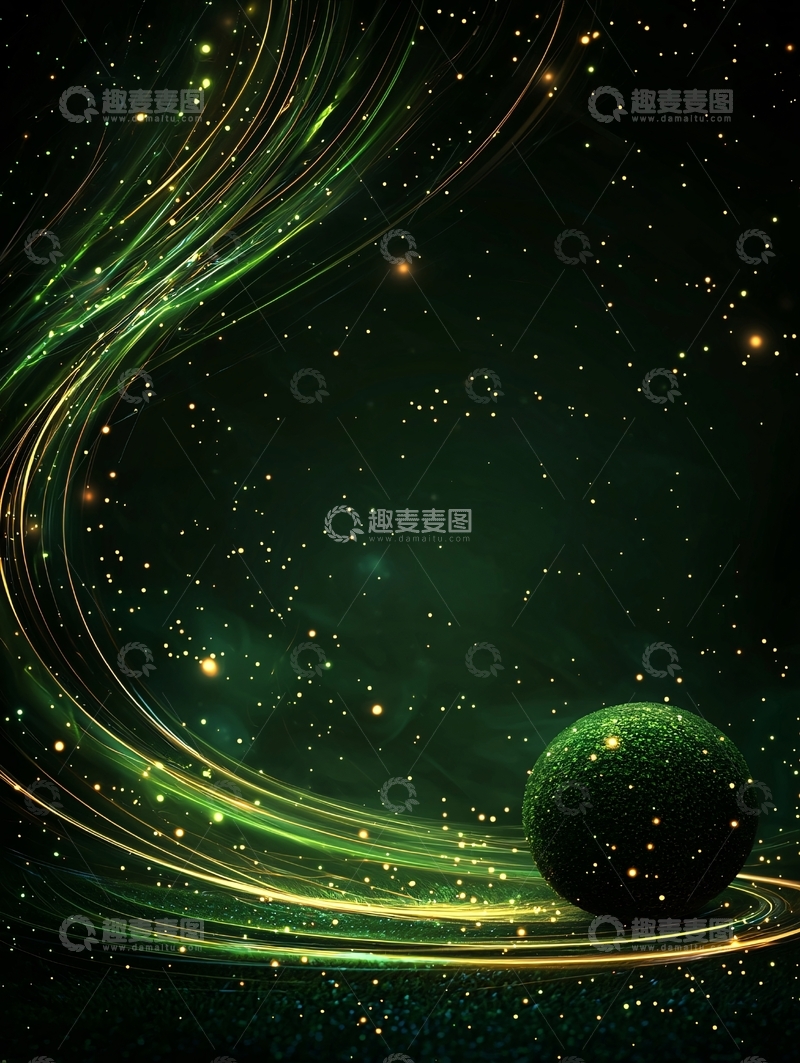 高清大图下载【趣麦麦图】绿色梦幻星空背景