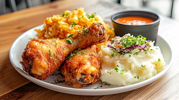 炸鸡腿与土豆泥的美味搭配