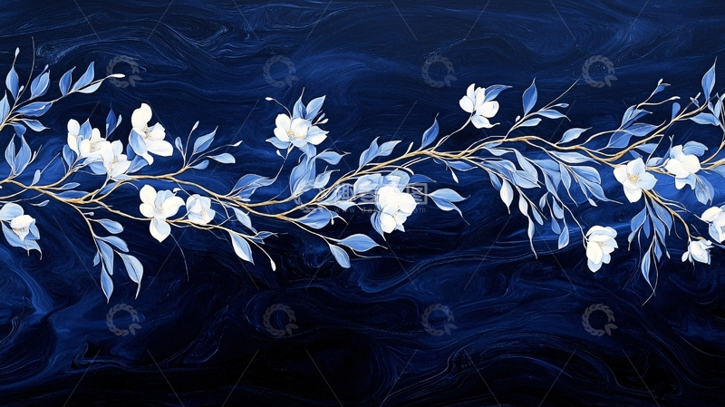 高清大图下载【趣麦麦图】蓝色花卉背景素材