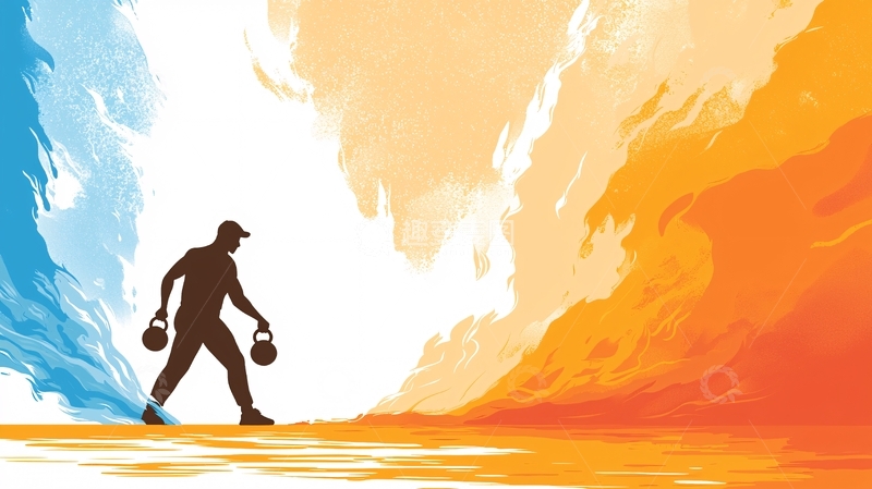 高清大图下载【趣麦麦图】男人健身举壶铃剪影