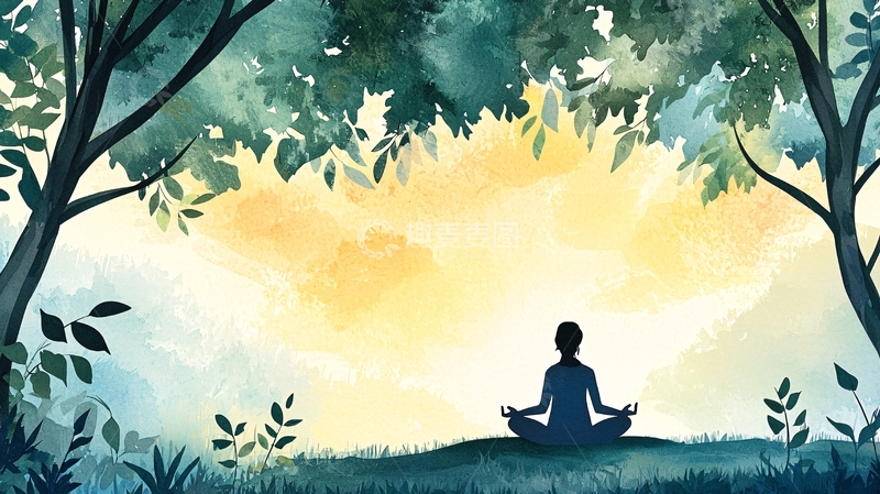 高清大图下载【趣麦麦图】树林中冥想的人影