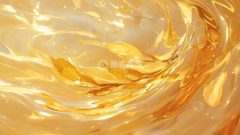 高清大图下载【趣麦麦图】金色液体流动抽象艺术背景