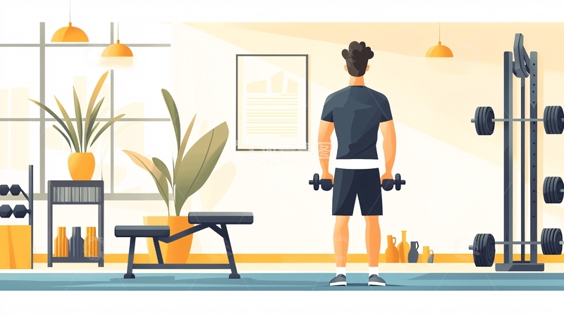 高清大图下载【趣麦麦图】健身房里的人举哑铃