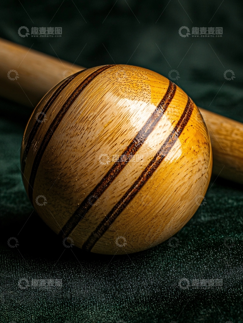 高清大图下载【趣麦麦图】-木制条纹球静物特写