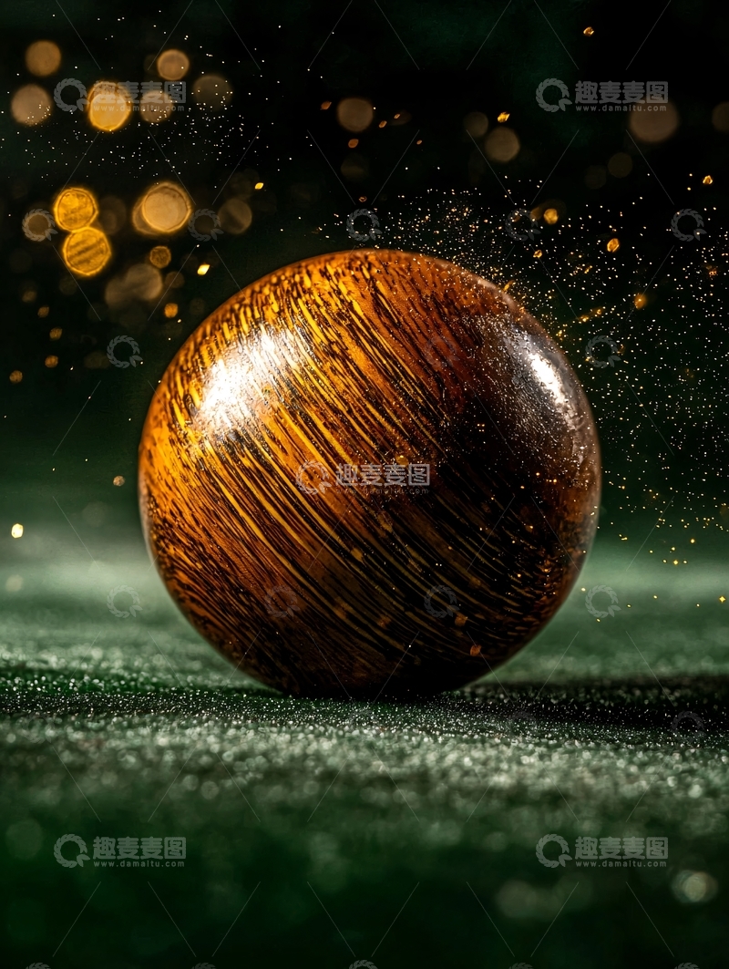 高清大图下载【趣麦麦图】木纹球体在深色背景中闪耀