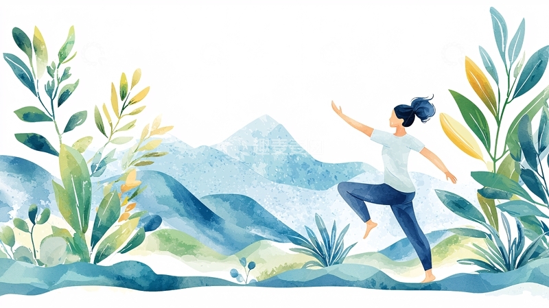 高清大图下载【趣麦麦图】水彩女孩拥抱自然