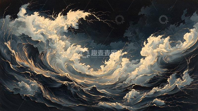 高清大图下载【趣麦麦图】狂风巨浪海啸风暴