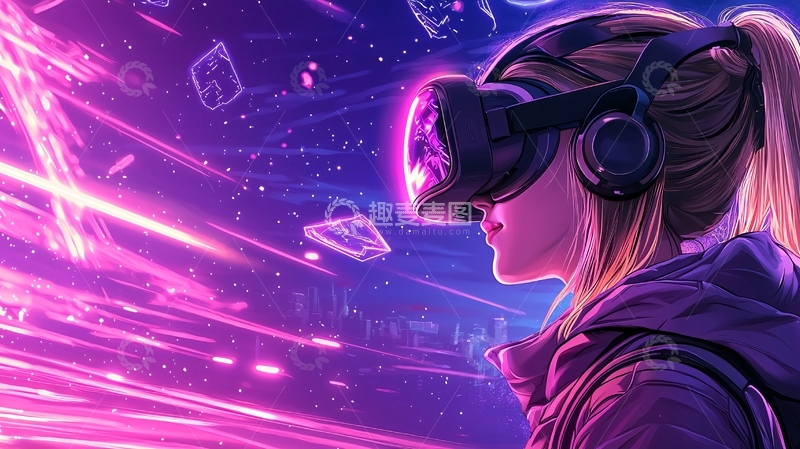 高清大图下载【趣麦麦图】未来科技感女性VR体验