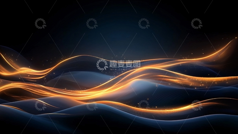 高清大图下载【趣麦麦图】金色波浪线条抽象背景