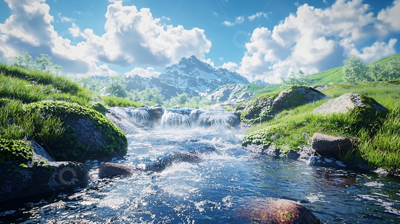 高清大图下载【趣麦麦图】山间清澈的溪流