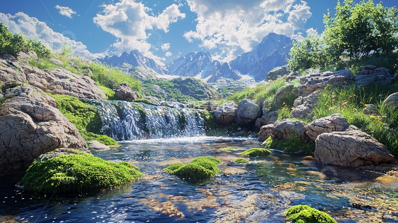 高清大图下载【趣麦麦图】山间清澈溪流美景