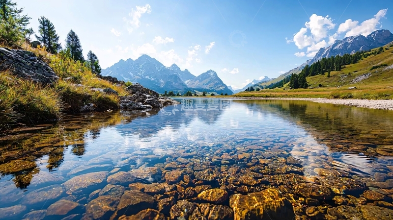 高清大图下载【趣麦麦图】清澈湖面倒映雪山