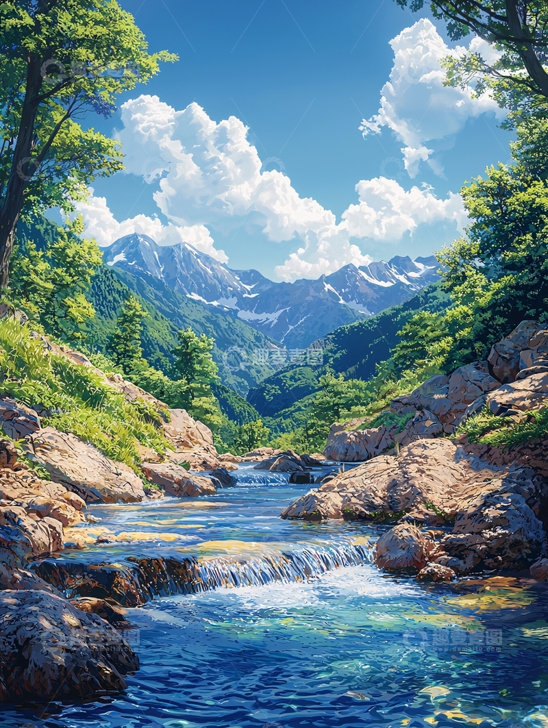 高清大图下载【趣麦麦图】山间清澈溪流