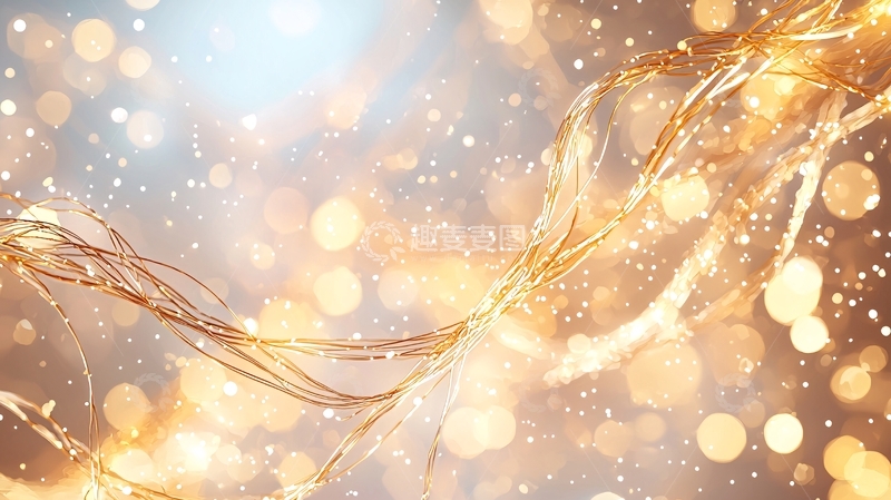 高清大图下载【趣麦麦图】金色丝线与光斑背景