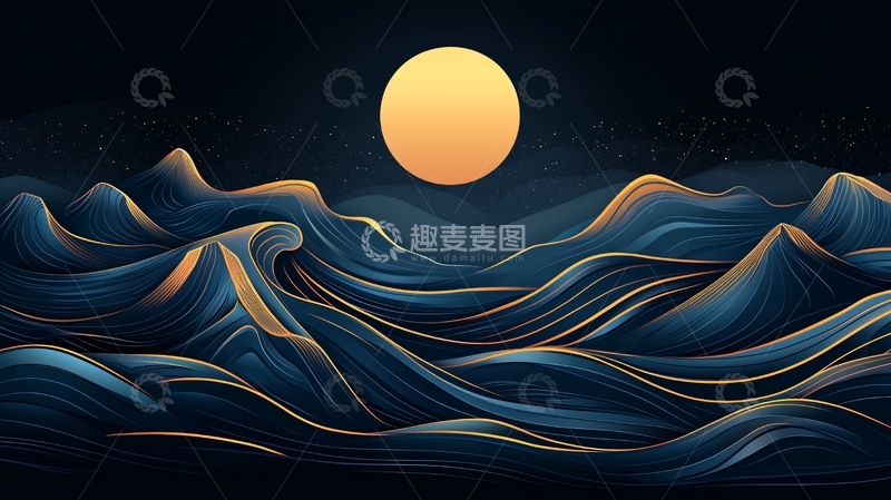 高清大图下载【趣麦麦图】夜空下的波浪山脉