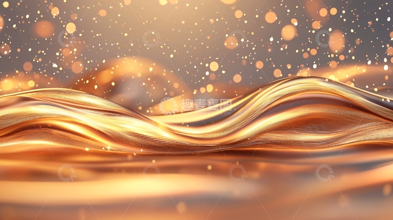 高清大图下载【趣麦麦图】金色波浪光效背景素材