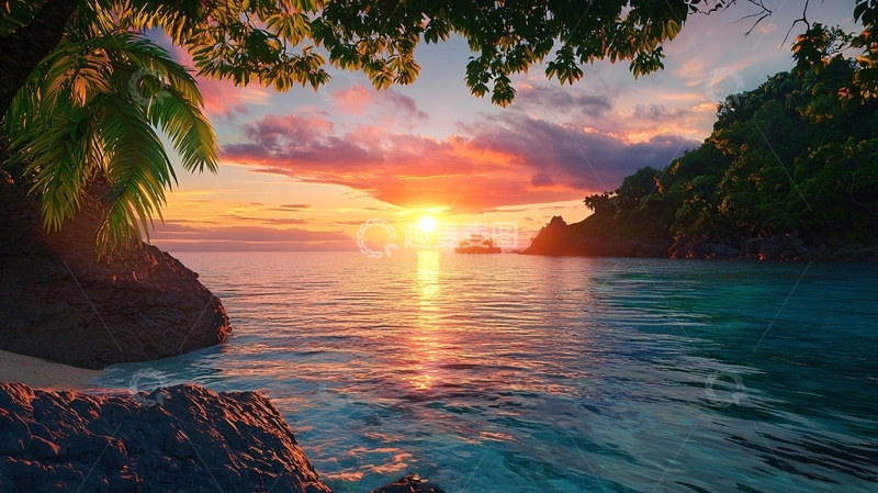 高清大图下载【趣麦麦图】海边日落美景