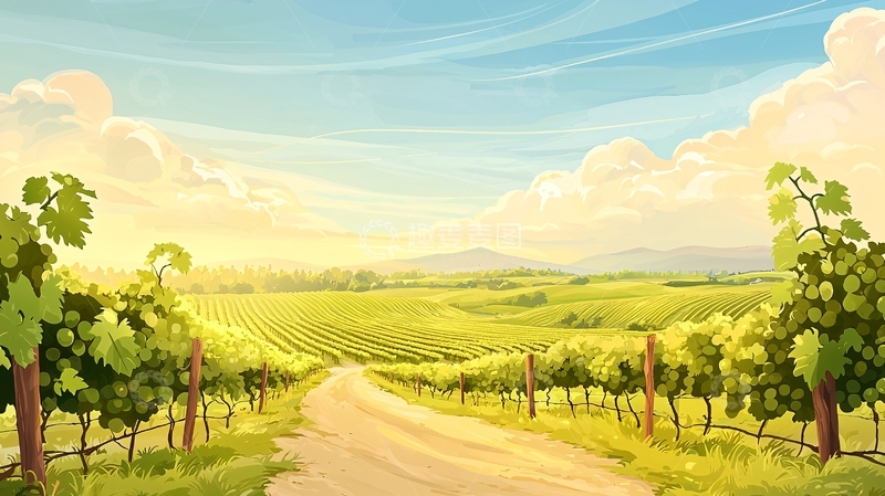 高清大图下载【趣麦麦图】阳光明媚的葡萄园风光