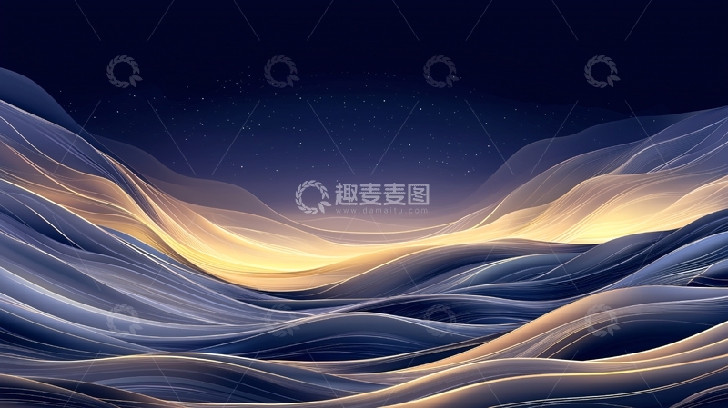 高清大图下载【趣麦麦图】梦幻星空下的波浪线条艺术