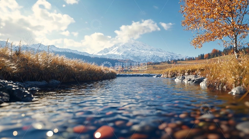 高清大图下载【趣麦麦图】秋日山间清澈小溪流水