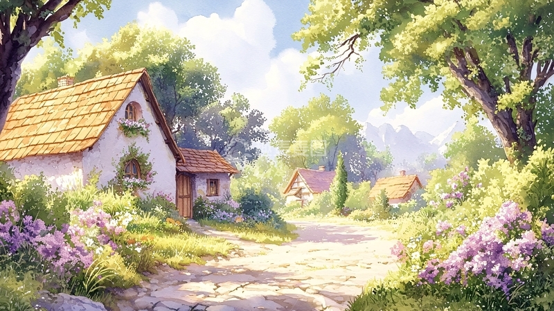 高清大图下载【趣麦麦图】童话乡村风景画