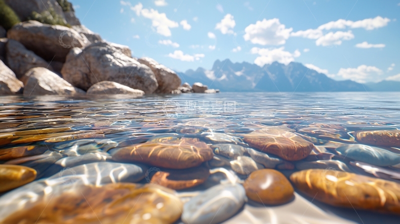 高清大图下载【趣麦麦图】水面下的石头