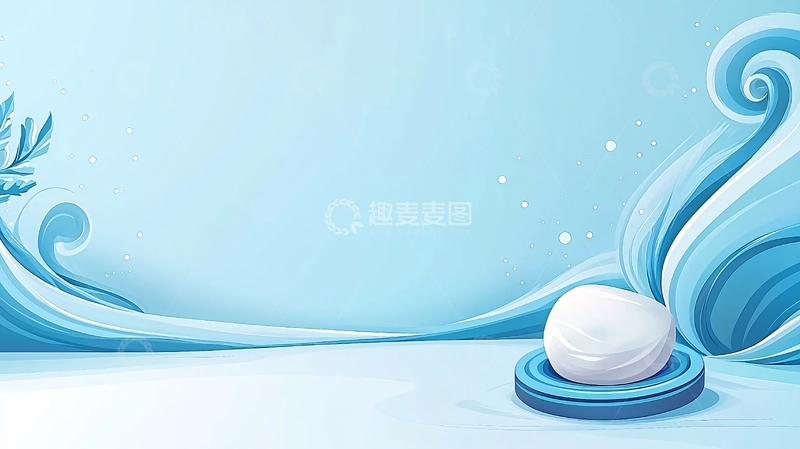 高清大图下载【趣麦麦图】蓝色水波纹背景上的圆形白色物体
