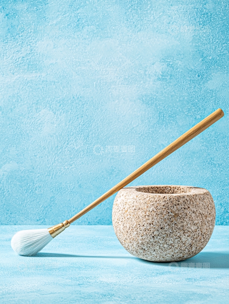 高清大图下载【趣麦麦图】化妆刷与石碗