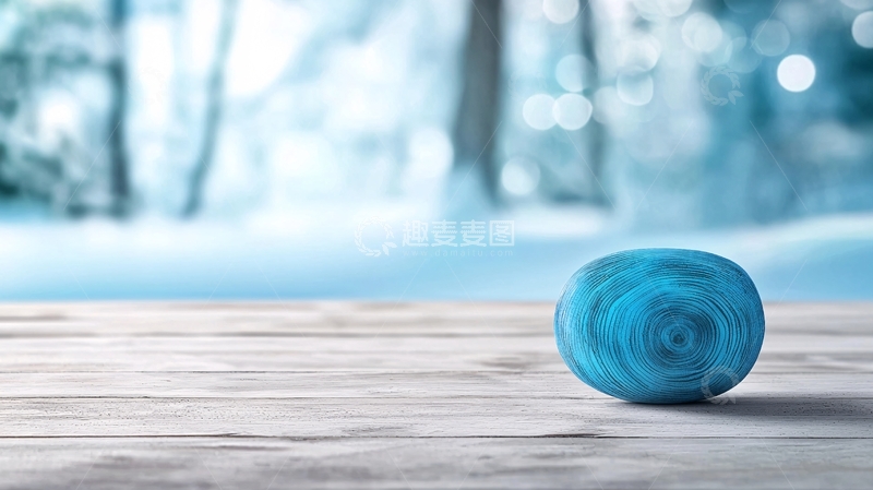 高清大图下载【趣麦麦图】冬季蓝色毛线球静物特写