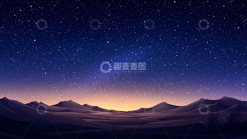 高清大图下载【趣麦麦图】沙漠星空夜景