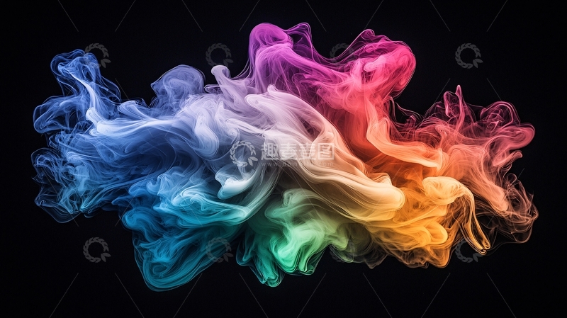 高清大图下载【趣麦麦图】彩色烟雾在黑色背景上