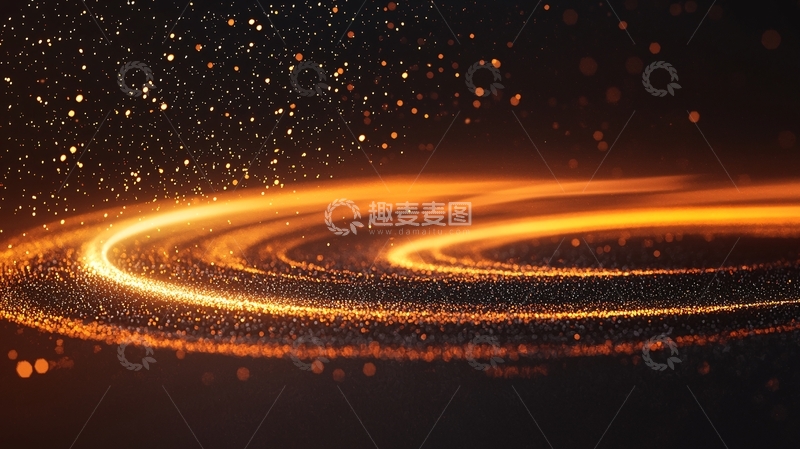 高清大图下载【趣麦麦图】金色粒子漩涡背景