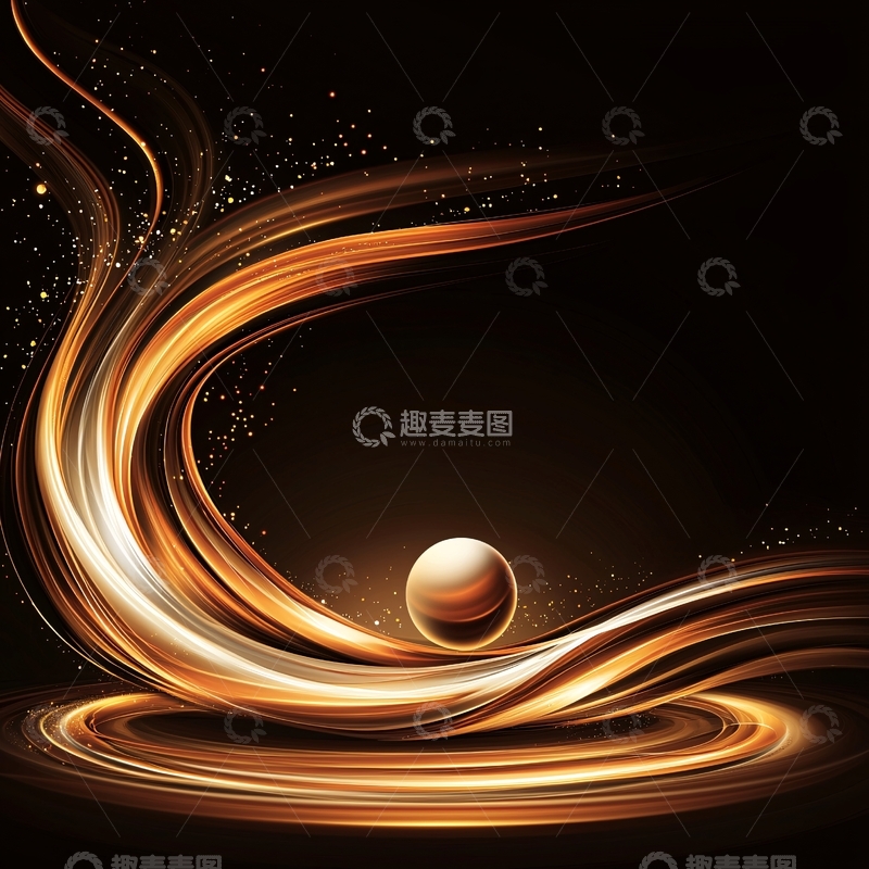 高清大图下载【趣麦麦图】金色光线环绕球体