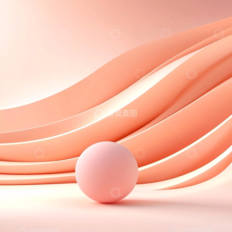 高清大图下载【趣麦麦图】粉色曲线球体背景