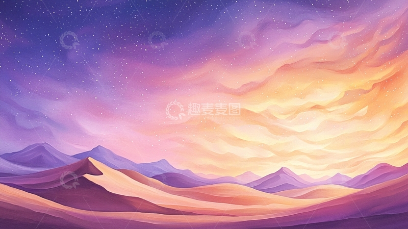 高清大图下载【趣麦麦图】梦幻星空下的山脉风景