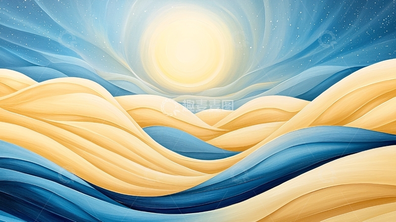 高清大图下载【趣麦麦图】梦幻沙漠星空风景画