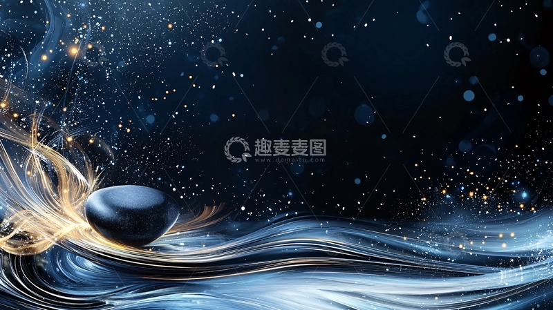 高清大图下载【趣麦麦图】黑暗背景中闪耀的蓝色和金色光芒