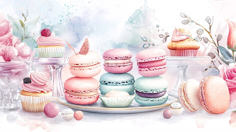 高清大图下载【趣麦麦图】精致甜点马卡龙