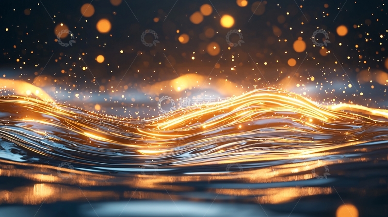 高清大图下载【趣麦麦图】金色波浪光影效果素材