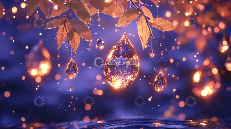 高清大图下载【趣麦麦图】秋夜露珠挂枝头