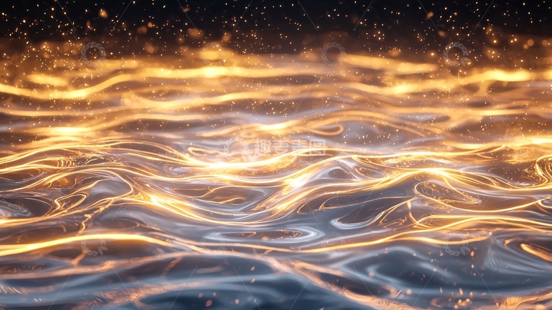 高清大图下载【趣麦麦图】金色波光粼粼的水面