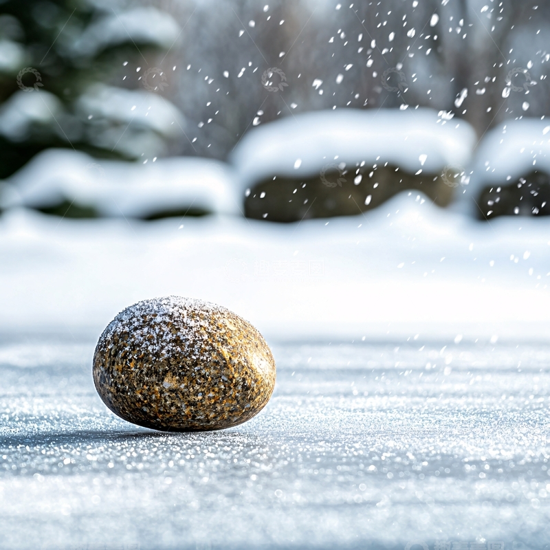 高清大图下载【趣麦麦图】雪地中的石头