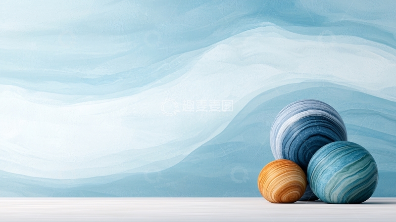 高清大图下载【趣麦麦图】抽象水彩纹理球体