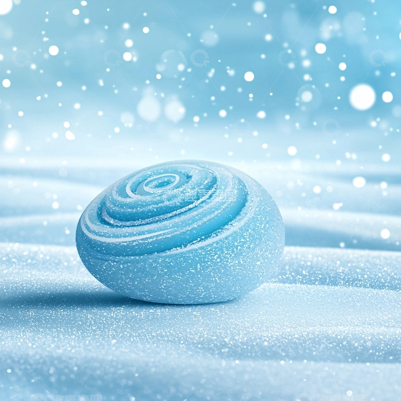 高清大图下载【趣麦麦图】蓝色螺旋球体雪地