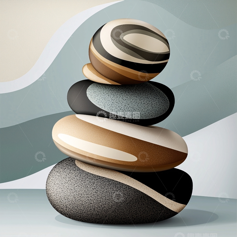 高清大图下载【趣麦麦图】叠放的抽象鹅卵石