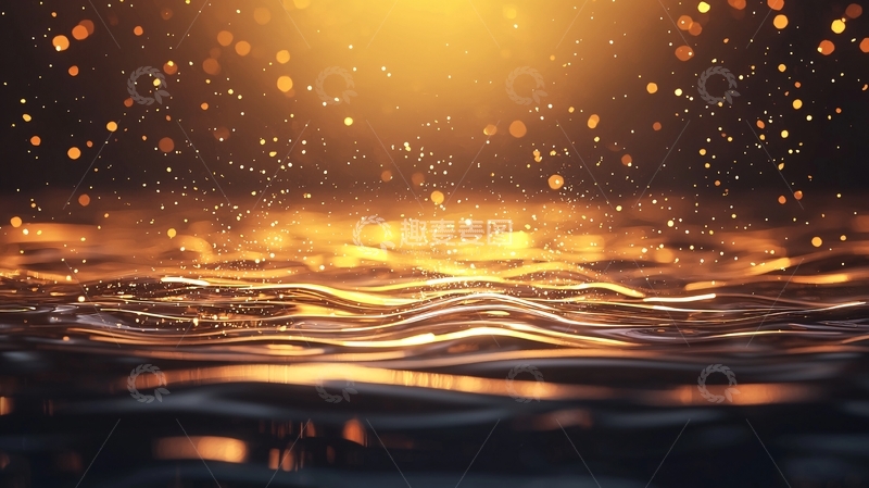 高清大图下载【趣麦麦图】金色波光粼粼的水面