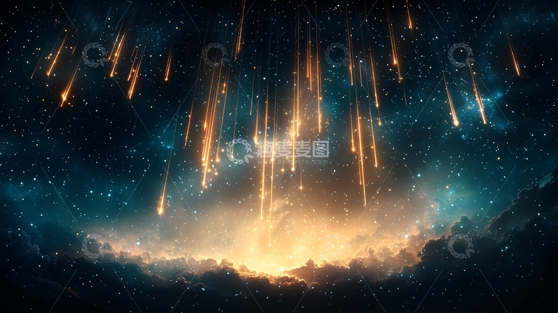 高清大图下载【趣麦麦图】流星雨夜空星河璀璨