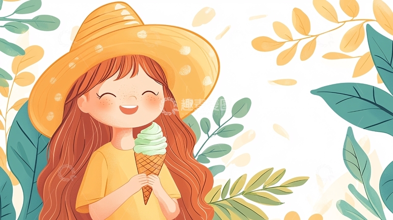 高清大图下载【趣麦麦图】女孩吃冰淇淋的夏日