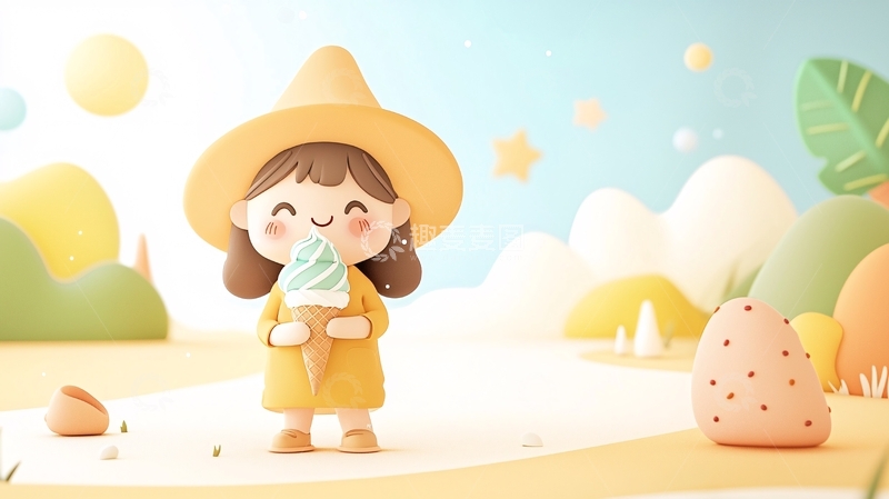 高清大图下载【趣麦麦图】戴帽子的可爱女孩