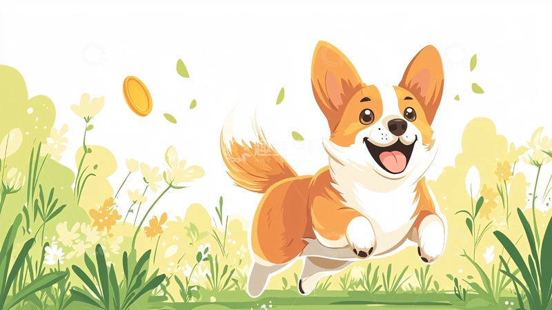 高清大图下载【趣麦麦图】奔跑的快乐柯基犬